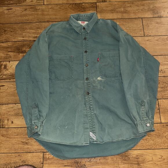 Vintage Levi’s Utility Chore Shirt Green 2XL 24x28 - Picture 1 of 8